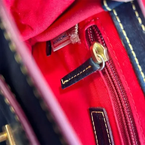 Dooney & Bourke Women's Crossbody Purse Black Leather/Brown Leather - Picture 9 of 14